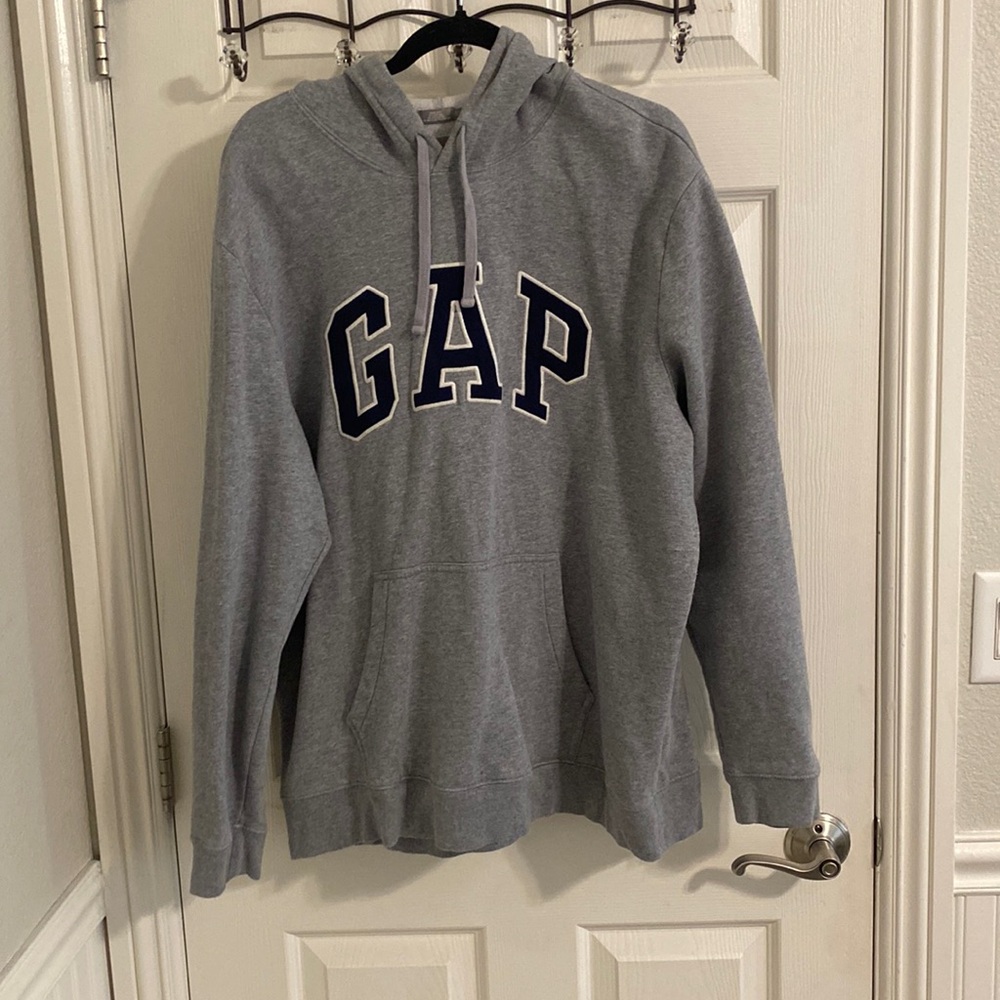 Men’s gray and navy gap logo hoodie